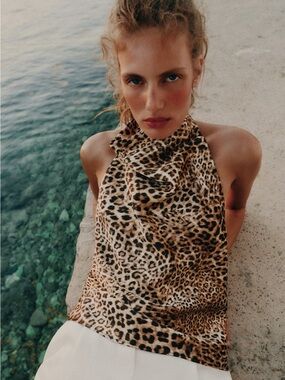Zara Leopard Print Halter Top